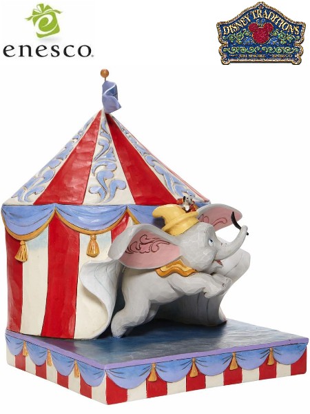 Disney Traditions Dumbo Flying out of Tent Scene Over the Big Top Statue